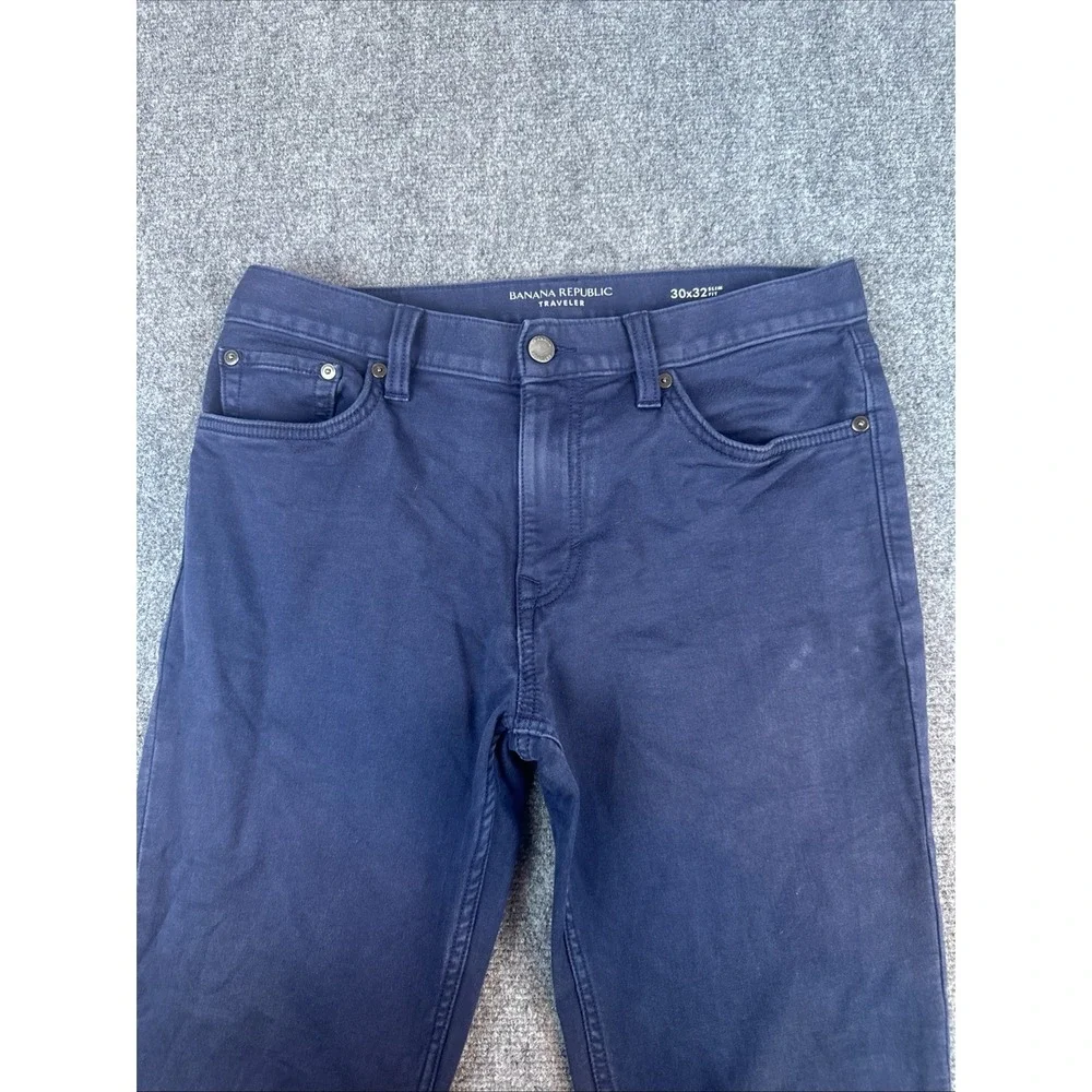 Banana Republic Traveler Pants Mens 30x32 Slim Fit Blue‎ Chino 5-Pocket Cotton